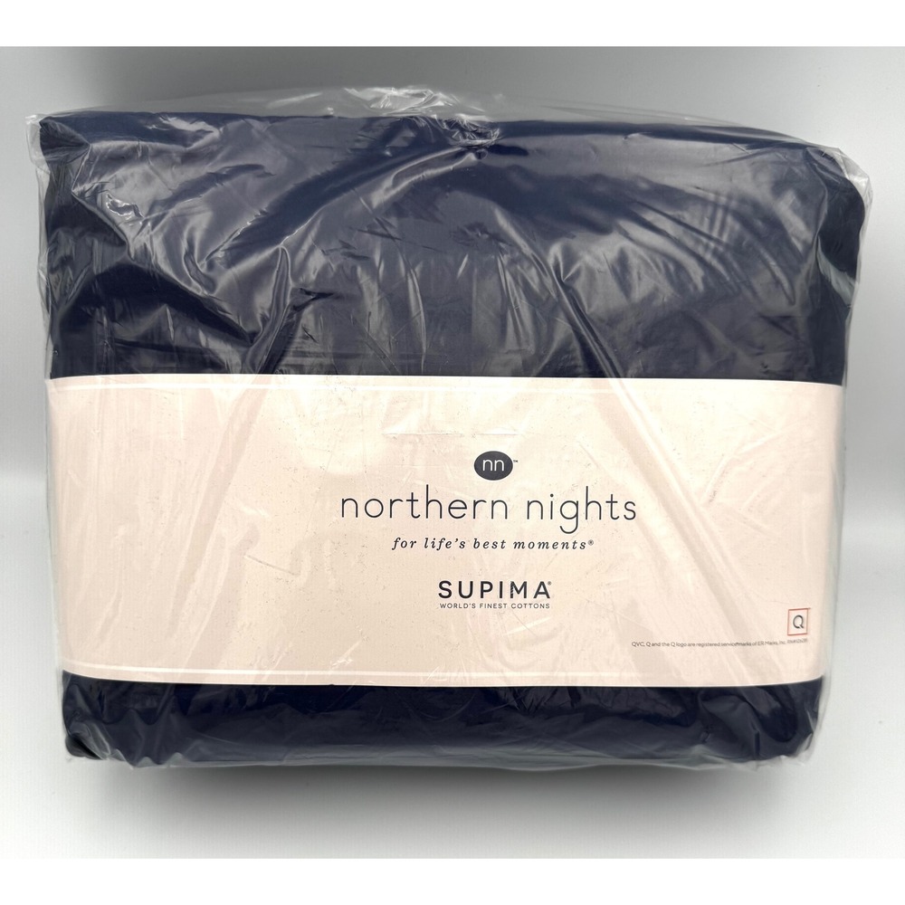 Northern Nights Queen 500TC Supima Cotton Bed Sheet Set Navy Blue New
